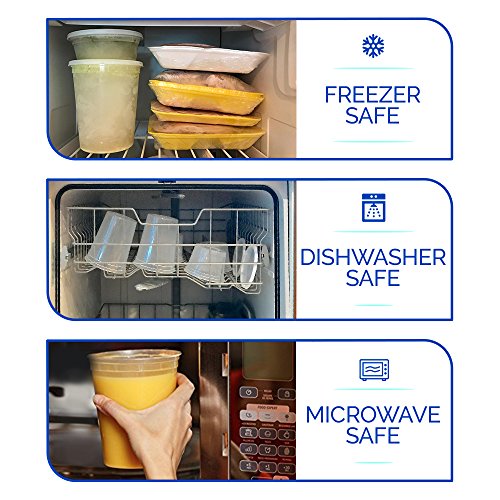 Healthy Packers Extra Thick Food Storage Containers with Lids (16oz - 24 Pack) - Great for Slime - Deli Pint Cups - Soup Containers | Microwave, Dishwasher and Freezer Safe