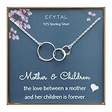 EFYTAL Mom 2 Children Necklace, Sterling Silver Three 3 Interlocking Infinity Circles, Mothers Day Jewelry Gift