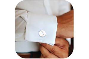 LOLIAS 1 Pair Cuff Links Mens Accessories Jewelry Classic Initial Cufflinks with Gift Box Silver Black 14K gold plated Cufflinks