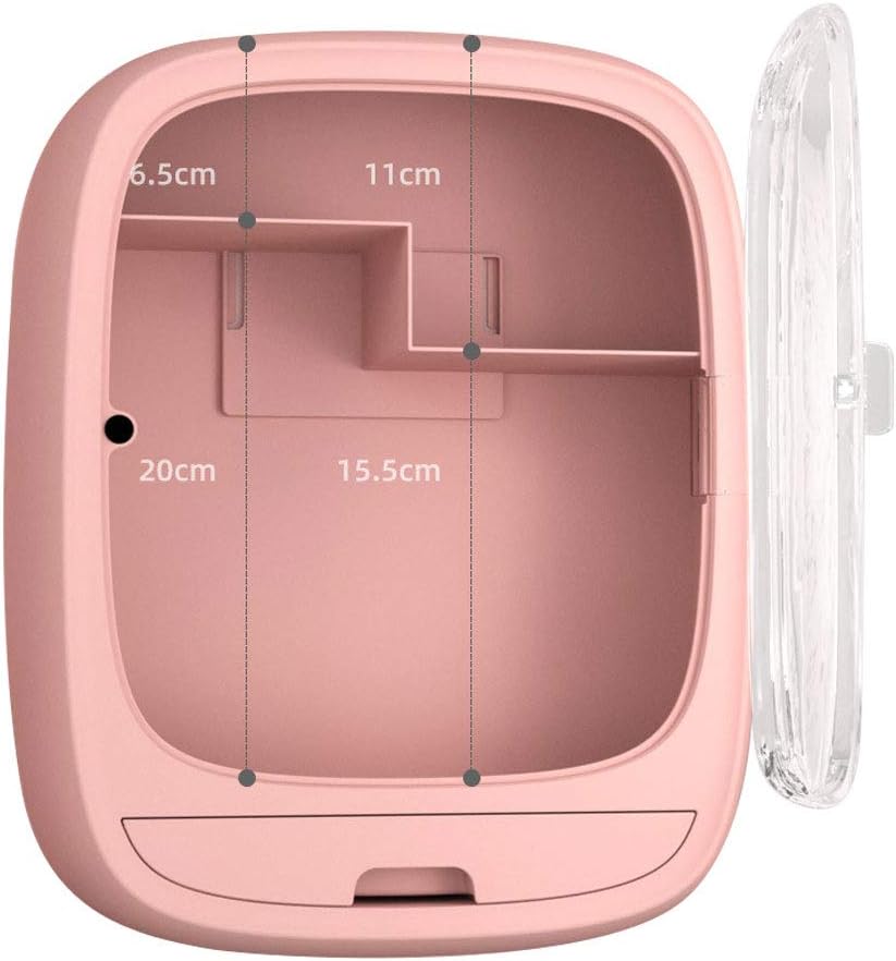 Cosmetic Organizer for Bathroom,No Drilling Wall Mount Makeup Organizer,Dustproof & Waterproof Cosmetics Display Cases,Makeup Storage Box (Pink): Home Improvement
