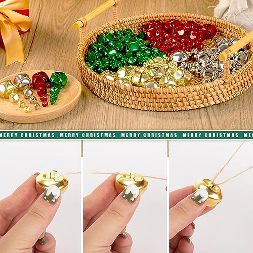 Shindel 250PCS Jingle Bells Bulk, Jingle Bells for Crafts Colorful Christmas Bells 4 Assorted Sizes for DIY Craft Christmas Birthday Wedding