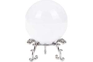 CHEZMAX Crystal Ball Glass Globe Decor - Crystal Sphere with Stand & Gift Box, Clear Decorative Crystal Globe, 3D Crystal Ball for Home Decor Photography, Gazing Divination Fengshui Meditation, 3 inch/80mm