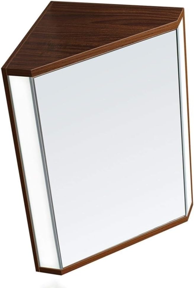 Amazon Com Medicine Cabinets Triangle Mirror Cabinet Bathroom Wall Mounted Vanity Mirror With Light Corner Wooden Storage Cabinet Color Wood Size 476033cm
