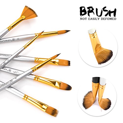 Paint Brush Set, UnityStar 15 PCS Short Handle Synthetic Art Painting Brushes with Case for Acrylic Watercolor Oil Paint