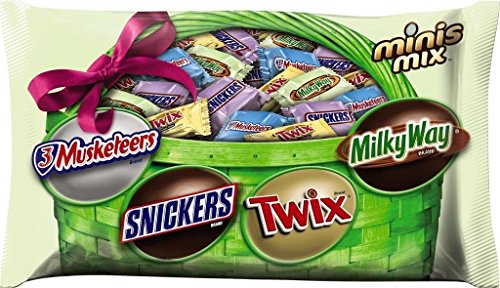 Mars Easter Candy Basket Gift Stuffer Chocolate Minis Mix of Snickers, Twix, MilkyWay, and 3 Musketeers 10.5 Ounce Bags (1 Pack)