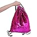 MHJY Sequin Bag Mermaid Drawstring Backpack Sports Beach Dance Bag (Fuchsia/Silver)