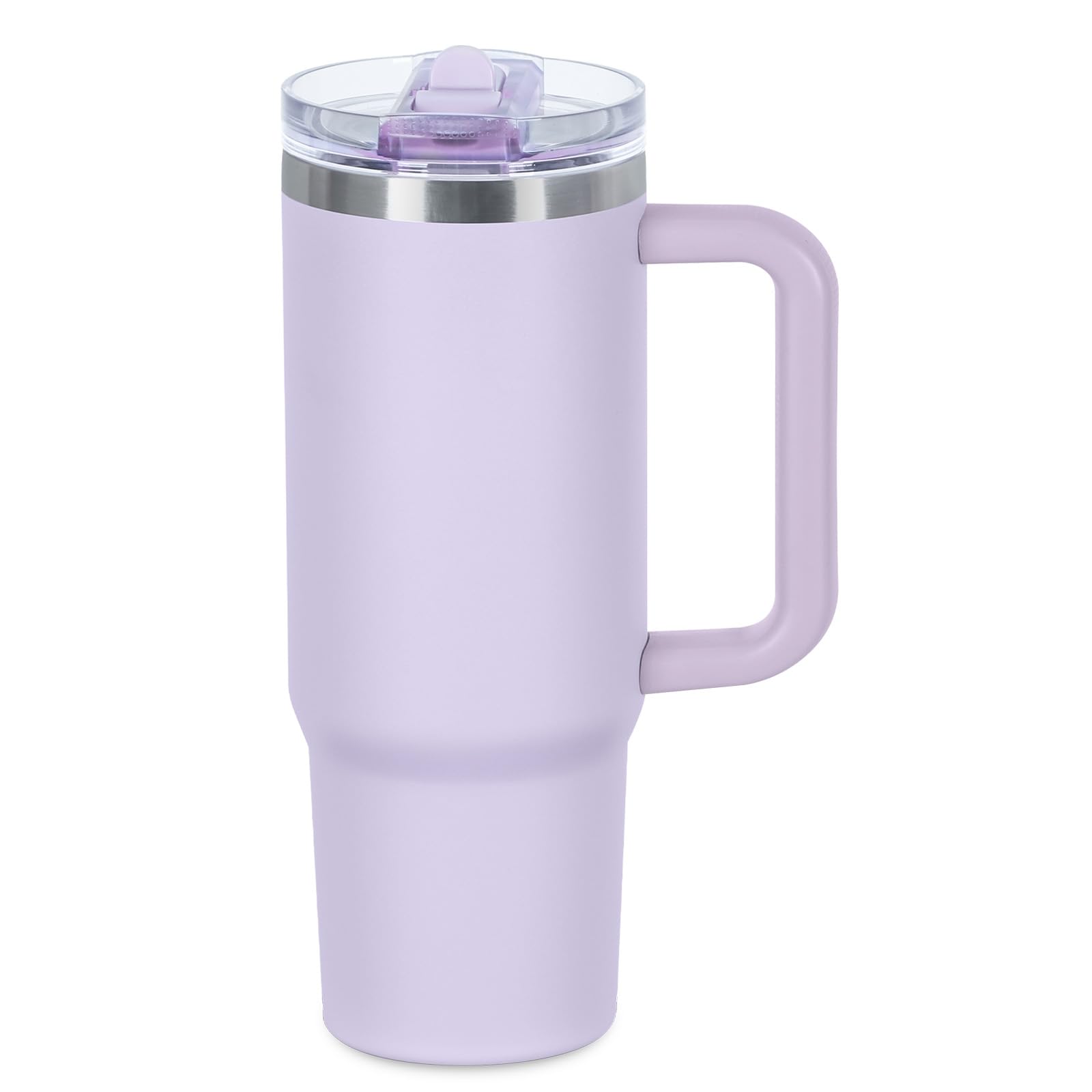 Photo 1 of Tswofia 30 oz Flip Straw Tumbler with Handle, Keep Cold or Hot, 100% Leak Proof Vacuum Insulated Tumbler with Detachable Flip Straw Easy to Clean, Reusable Stainless Steel Cup (Lavender Purple)