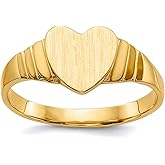 JewelryWeb 14k Yellow Gold Solid Polished Love Heart Signet Ring Size 3.50 Statement Ring