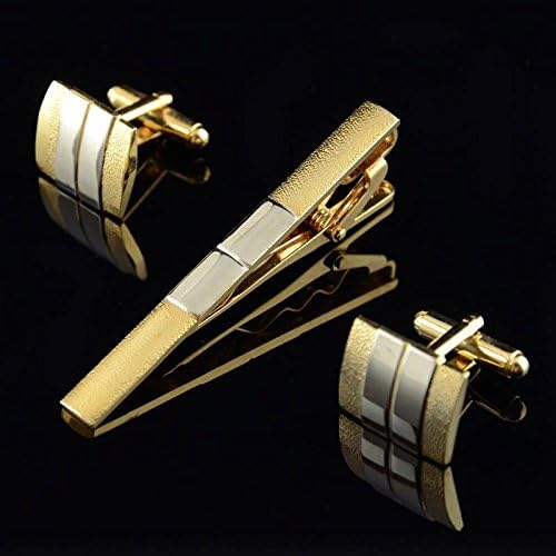 BriKuhn Gentleman of Grind Arenaceous Tie Clip Cufflinks Gold Plated Cufflinks Wedding Tie Bar Clasp Clip Set Gift
