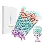 Apr.Fairy Mermaid Eye Brushes Chubby Fish Foundation Makeup Brush Set with Box 11pcs Soft Bristles Beauty Tools Eyeshadow Eyebrow Face Blush Concealer Kit