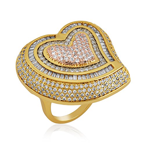 Triple Toned Studded Heart Ring | Rings for Women Ring for Girlfriend