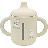 LITTEL RAWR Silicone Baby Sippy Cups for 6 months+, 3 Stages Training Cup Straw Cup for Infants Toddlers and Kid, Soft Spout and Handles Unbreakable Easy Grip 8.5oz/250ml (Beige)