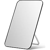 OMIRO Desk Makeup Mirror, 8 x 5 inches Table Mirror with Foldable Stand and Hanging Hole for Shaving and Travelling, Black