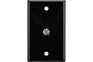 XGGYA 1 Port Coax Wall Plate,3Ghz Gold-Plated F-Type Keystone Wall Jack for Coaxial Cable,Black Glossy Coaxial Wall Plate,1Pack