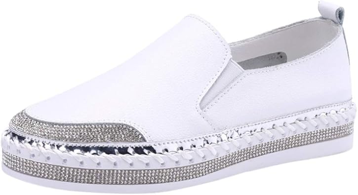 Strass Semelle Epaisse Plate Forme Dissimulee Compensee Mesdames Casual Plein Air Slip On Baskets Gtagain Femme Mocassins Paresseux Chaussures Chaussures Plates Mocassins Et Loafers