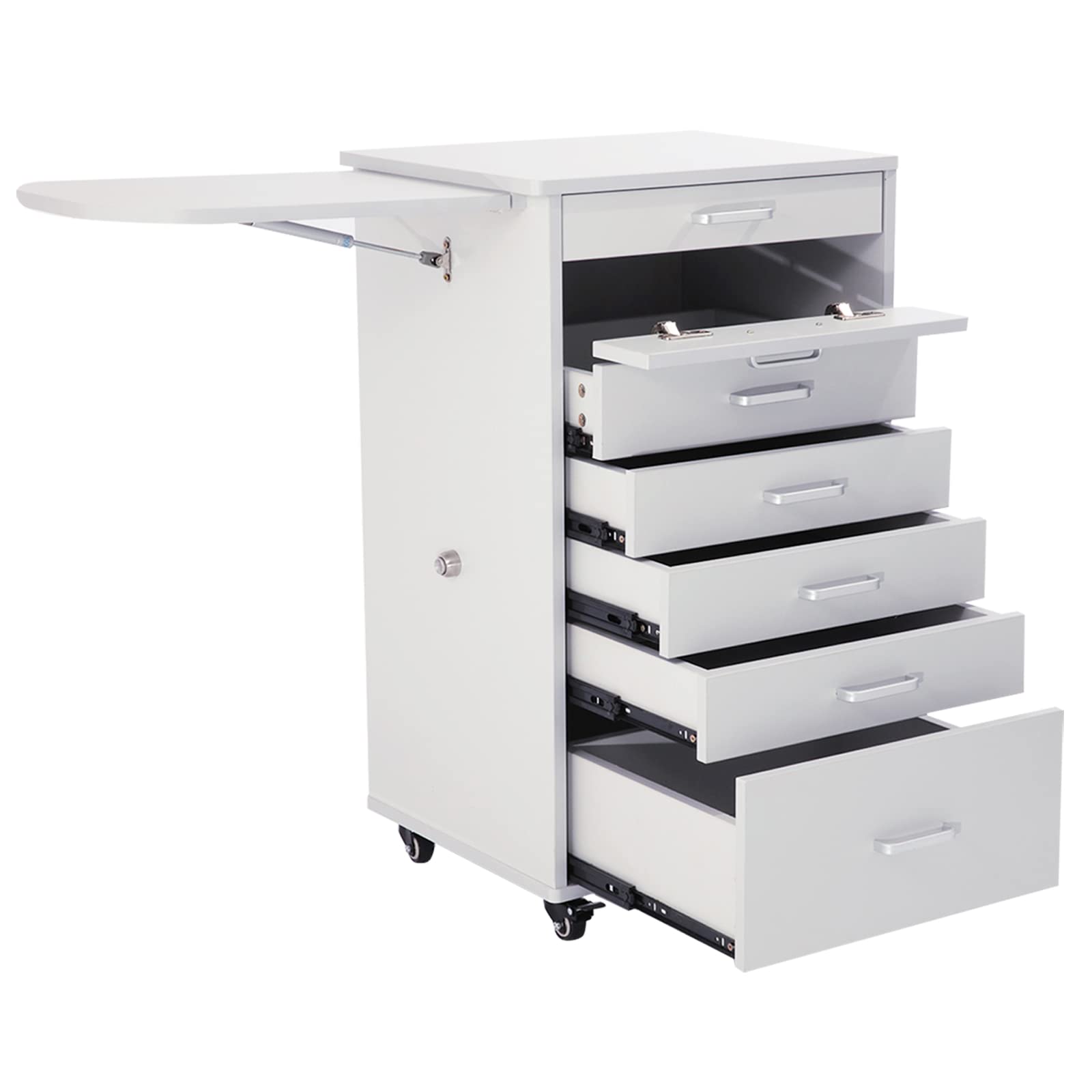 Photo 1 of Medical Dental Assistant's Mobile Cabinet Alabama Cart Utility Cart 5 Drawer W/Side Shelf. Professional Utility cart for Medical or Dental Instruments Storage.