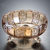 Crystal Glass Fruit Bowl Creative Golden Fruit Plate Living Room Modern Fruit Household Fruit Plate