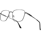 RB.Pilot Classic Square Reading Glasses for Men Women Light Blocking Computer Readers Spring Hinge Metal Frame Acetate Legs