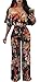 Aro Lora Women's Off Shoulder Floral Printed Cropped Wide Leg Jumpsuits Romperss X-Large Multicolor