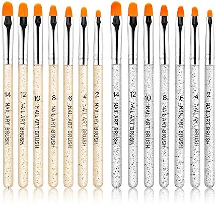 ネイルブラシ 14本セット ラウンドブラシ ネイルアート ブラシ ネイル筆 ジェル 筆 ネイル用品 フレンチネイル ジェルネイル用 アクリル製