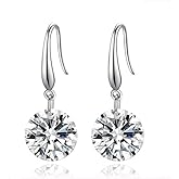 Savlano 925 Solid Sterling Silver Round Cubic Zirconia Dangle Drop Earrings For Women - Made in Italy Comes With Savlano Gift Box