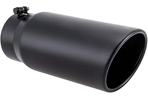 LCGP 5" Inlet Exhaust Tip, 6" Outlet 15" Long Bolt On Stainless Steel Diesel Exhaust Tailpipe Black