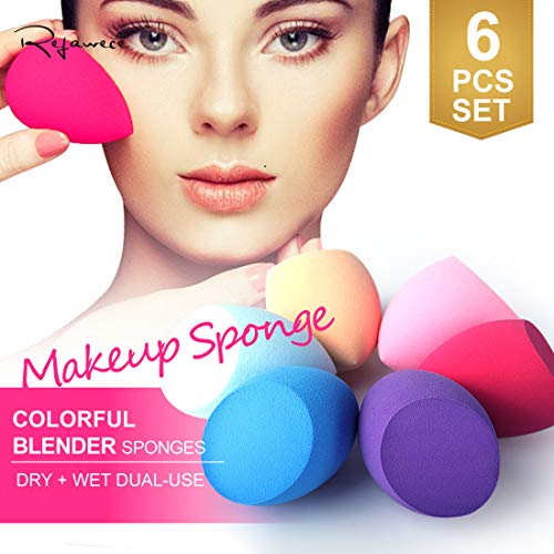 Makeup Sponge Set by Rejawece, Makeup Sponges Blender Beauty Foundation Blending Sponges, Flawless for Liquid, Cream, and Powder, Multi-colored Makeup Sponges - 6 Pcs Set