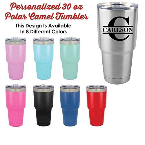 Personalized 30 oz Tumbler With Straw Monogram Initial