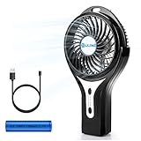 Anpress Mini Personal Fan USB Rechargeable Handheld Fan with 3 Speed Adjustable, 7-Colorful Night Light, Battery/USB Powered, Portable Cool Student Fan for Home Office Outdoor and Travel (Black)