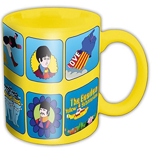 The Beatles Tasse en céramique de qualité supérieure Motif Characters Jaune - Les Beatles, Paul McCartney, John Lennon, RIngo Starr, George Harrison The Beatles Tasse en céramique de qualité supérieure Motif Characters Jaune