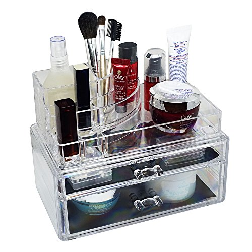 D moda designs crystal clear acrylic two-piece makeup a…