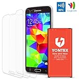 [NFC/Google Wallet Capable] S5 Battery , YONTEX 2800mAh Replacement Battery for Samsung Galaxy S5 and S5 Active [I9600,G870A, G900V, G900A, G900T, G900P] with 3 Pack [Tempered Glass] Screen Protector