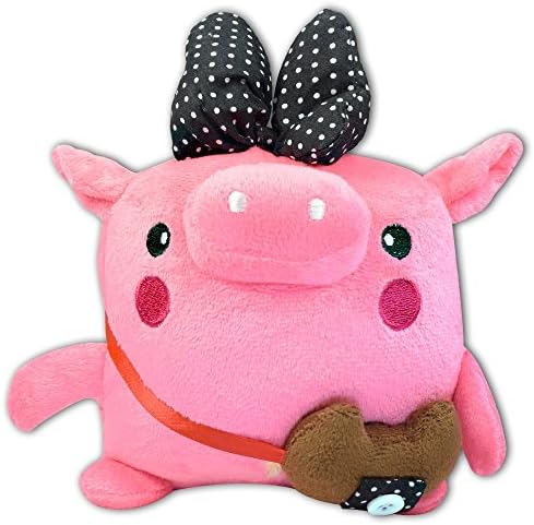 7" Red Pig With Big Dot Bow &amp; Messager Bag Soft Plush Stuffed Animal Suction Cup Cute Toy New