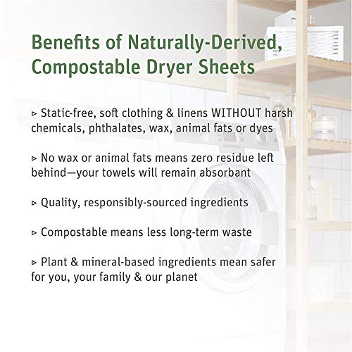 Grab Green {Stage 1} Natural Newborn Baby Laundry Dryer Sheets {0-4 Months}, Compostable, Free of Wax & Animal-Derived Ingredients, Calming Chamomile Fragrance-with Essential Oils, 30 Sheets (3-Pack)