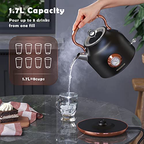 NESSGRAIM Retro Electric Kettle, 1.7L Stainless Steel Tea Kettle with