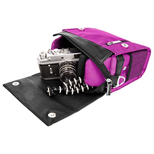 Ladies Purple Shoulder Bag Gadget Bag Fits Nikon SLR DSLR Cameras, Zoom Lens Accessory Pack
