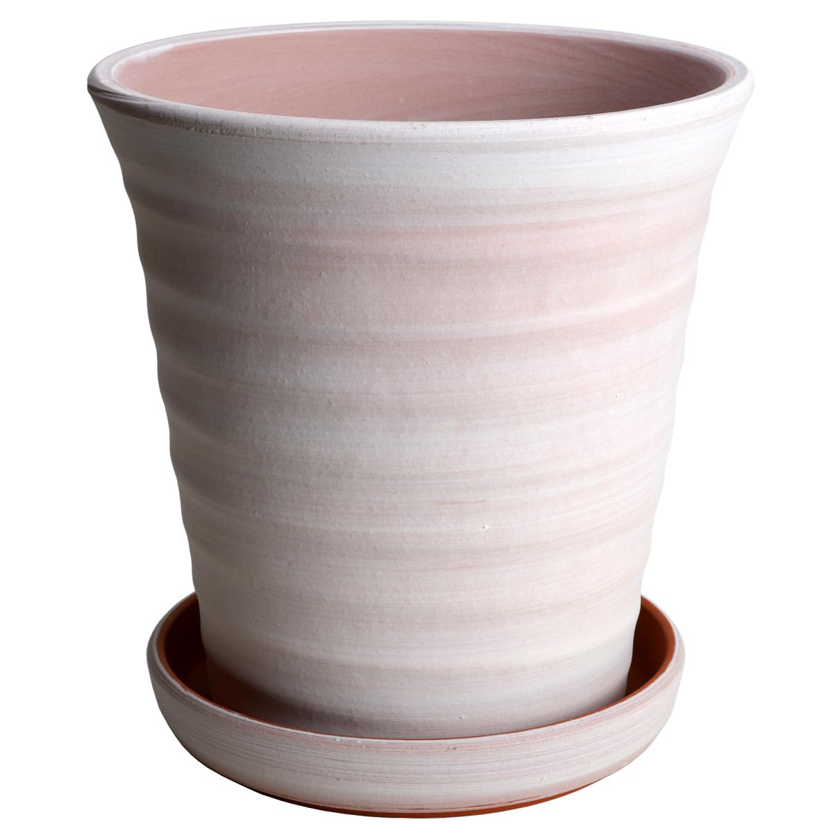 鉢 三河焼 KANEYOSHI 【日本製/安心の国産品質】 陶器 植木鉢 フラワーロード ホワイトビスク 8号皿付 の商品画像
