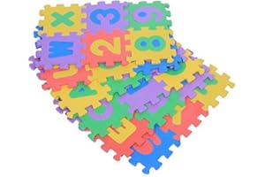 72Pcs EVA Foam Mats Kid's Puzzle Exercise Play Mat Numbers and Letters Square Floor Mat for Kids Playing Crawling 12 x 12cm /