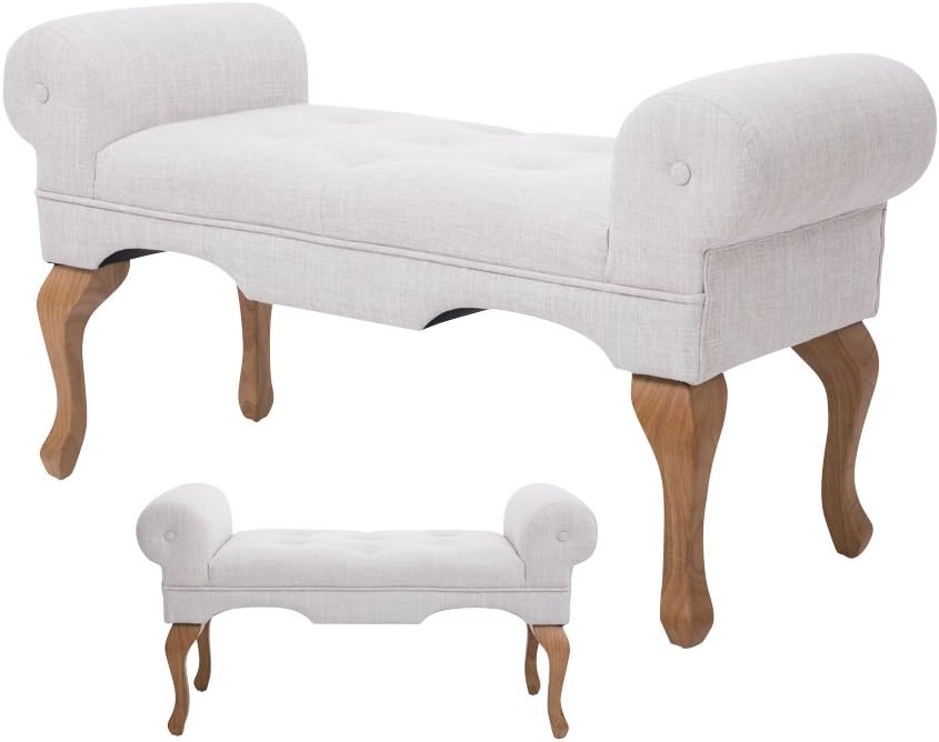 The One Lorna Boudoir Upholstered Bench With Rolled Arms Beige