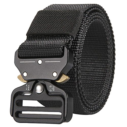 KEEPGOO Tactical Belt,1.5 inch 30"-50" Waist Men's Outdoor Belt, Tactical Military Nylon Belt Men Large Belt-Black