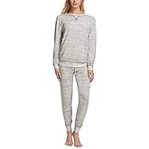 Fel ina Women’s 2 Piece V-Notch Crew Neck & Jogger Lounge Pajama Set