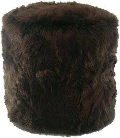 Metje Faux Fur Pouf-Ottoman, 17Dia x 17H, Brown
