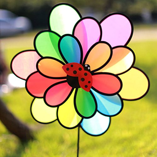 Lvyuanda Rainbow Colorful Wheel Wind Spinner Windmill - Outdoor Lawn Decor Your Yard and Garden