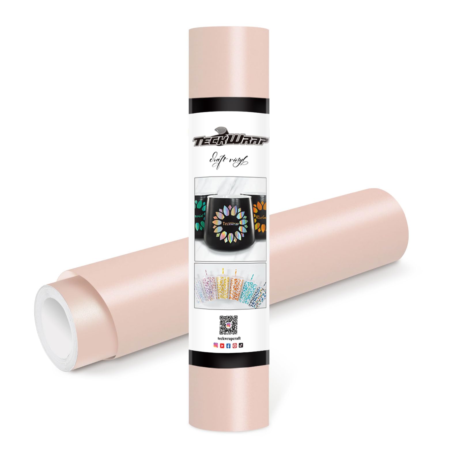 TECKWRAP Permanent Adhesive Vinyl 12" x 10ft, Matte Peach Pink