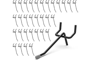 HUHOLE Pegboard Hooks 2 Inch 50PC, Black Peg Board Hooks, Fit 1/4" or 1/8" Pegboard, Ideal Peg Board Organizer Accessories for Garage Tool Organization, Wall Storage (Black, 2 Inch)
