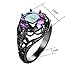JunXin Round Cut Black Gold Mystic Big Rainbow Topaz Solitaire Ring Engagement Wedding Size5/6/7/8/9/10/11