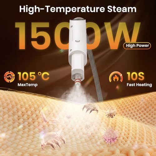 Portable Steam Cleaner 1500W 4 Bar High Pressure Steam Cleaner, Instant Heating 10S, 2L Tank, Cable 4.7 m, Steam Cleaner Hand Steam Cleaner for Kitchen, Car, Floor