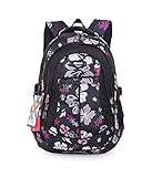 Eshops Flowers Pattern Primary School Bookbag Girls Backpack Book Bags Rose Red