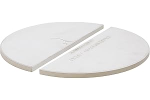 Kamado Joe Indirect Cooking Half-Moon Ceramic Heat Deflector Plates for Big Joe Charcoal Grill and Smokers in White 2-Pack, Model BJ-HDP