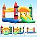 Costzon Inflatable Bounce House, Castle Jumper Slide Mesh Walls, Kids Party Jump Bouncer House w/Repairing Kit, Stakes, Carry Bag Without Blower (Crayon Theme)